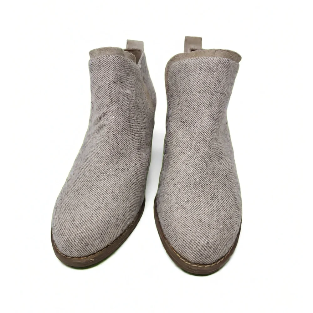 TOMS Kaia Wedge Bootie Size 6 Suede Twill Slip On Ankle Boot Minimalist Smart